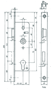 Einsteckschloss für Glastüren 274 P
