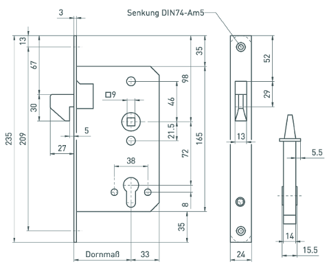 Schiebetürschloss mit Hakenfalle 142 P 