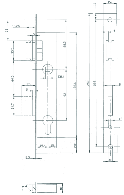 Rohrrahmenschloss 5mm vorstehend 1004 22 20 VE