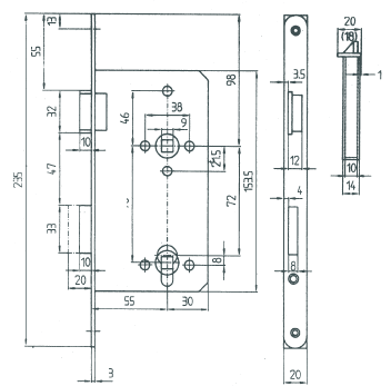 260 P PG, 206 P PF Korridortürschloss, mit Anti-Panikfunktion E und D