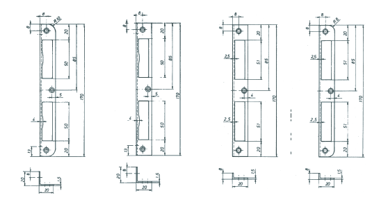 Schließbleche für Einsteckschlösser 1 ZT