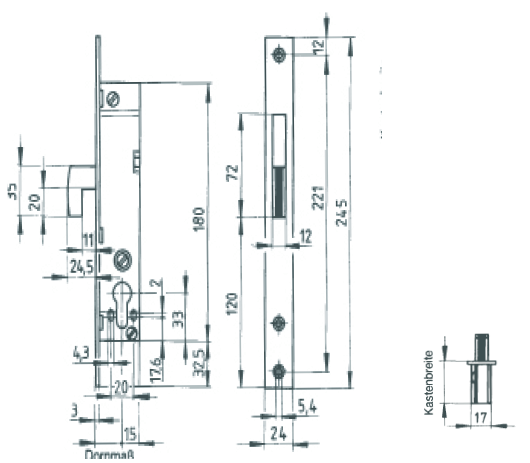 Rohrrahmen-Schiebetorschloss mit Hakenfalle 1014 SR 
