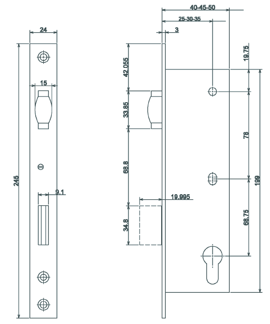 Rohrrahmen-Pendeltürschloss 1013 