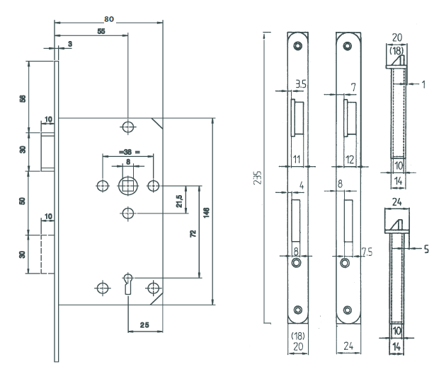 Einsteckschloss für Buntbartschlösser 242 K 
