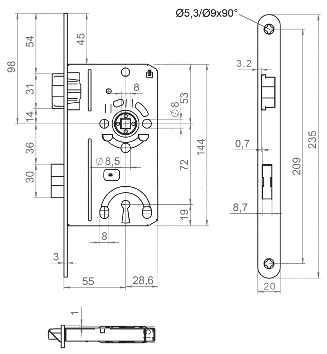 Einsteckschloss für Buntbartschlösser 242 F