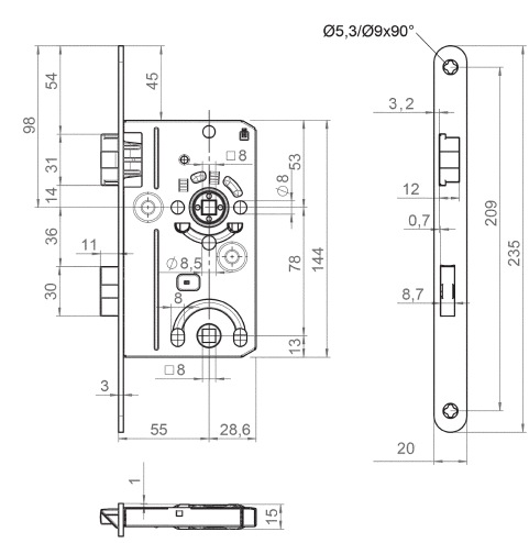 Badezellenschloss 280 F  