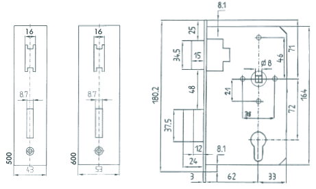 500 P und 600 P, Schlösser für Metalltüren + Tore